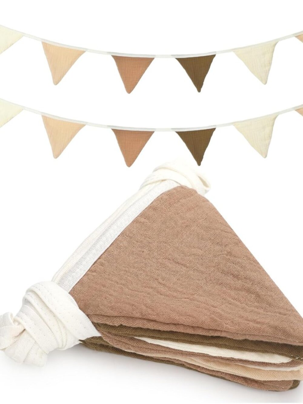 2 Pcs Pennant Banner Flags Nursery Garland Triangle, Khaki Color